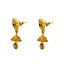 22K Yellow Gold Jhumki Earrings Earrings W/ Rubies, Emeralds, Kundan & "White" Flower Accent - Virani Jewelers
