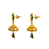 22K Yellow Gold Jhumki Earrings W/ Rubies, Emeralds, Kundan & Artisanal teardrop Accents - Virani Jewelers |  22K Yellow Gold Jhumki Earrings W/ Rubies, Emeralds, Kundan & Artisanal teardrop Accents for...