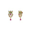 22K Yellow Gold Drop Earrings W/ CZ, Rubies, Emeralds & Paisley Peacock Design - Virani Jewelers