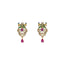 22K Yellow Gold Drop Earrings W/ CZ, Rubies, Emeralds & Paisley Peacock Design - Virani Jewelers