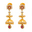 22K Yellow Gold Jhumki Earrings W/ Rubies, CZ Gems & Halo Accent - Virani Jewelers