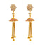 22K Yellow Gold Jhumki Earrings W/ Rubies, CZ Gems & Box Link Tassel Accents - Virani Jewelers