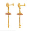 22K Yellow Gold Jhumki Earrings W/ Rubies, CZ Gems & Box Link Tassel Accents - Virani Jewelers
