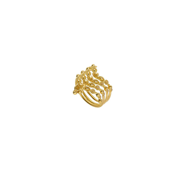 An image showing the side of a 22K gold multi-band ring from Virani Jewelers. | Make your everyday attire more elegant and unique with a 22K Indian gold multi-band ring from Vir...