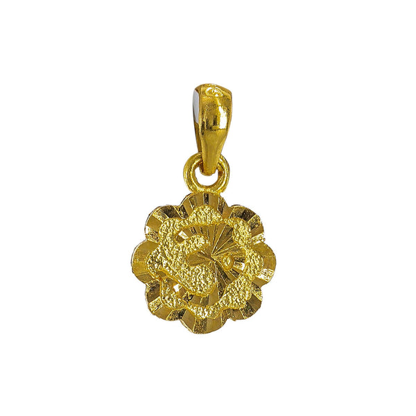22K Yellow Gold "Om" Pendant W/ Flower Frame - Virani Jewelers | Transform your simple gold chain with personal and meaningful touches of gold such as this flower...