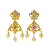 An image of the Priscilla Kasu 22K gold earrings from Virani Jewelers. | Exude feminine style with this gorgeous 22K gold necklace set from Virani Jewelers!

Embellished ...