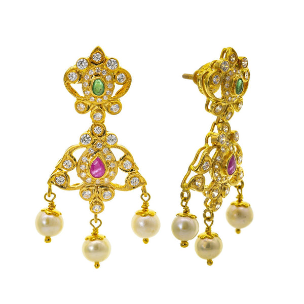 An image of the post on the Priscilla Kasu 22K gold earrings from Virani Jewelers. | Exude feminine style with this gorgeous 22K gold necklace set from Virani Jewelers!

Embellished ...