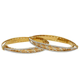 22K Multi Tone Gold Laser Bangles Set of 2 W/ Grecian Leaf Design & Layered Bands - Virani Jewelers | 



The beauty of faceted design is the main ingredient for statement pieces like this 22K multi ...