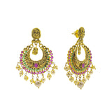 A side view image of the Antique Laxmi 22K gold earrings from Virani Jewelers. | Show off your one-of-a-kind style with this stunning 22K gold necklace set from Virani Jewelers!
...