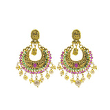 An image of the embellished Haathee 22K gold earrings from Virani Jewelers. | Find a new way to express your love for your culture with the Haathee antique 22K gold necklace s...