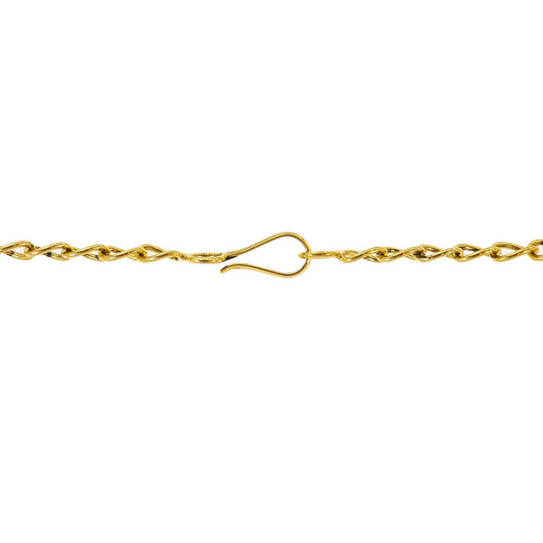 An image of the delicate hook-in-eye clasp on the 22K gold necklace from Virani Jewelers. | Add subtle beauty to your attire with this gorgeous 22K gold necklace set from Virani Jewelers!

...