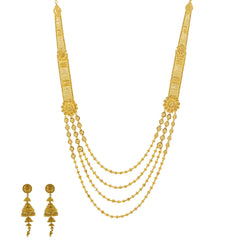 An image of the Taahira 22K gold necklace set from Virani Jewelers.