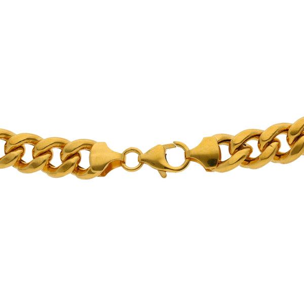 An image showing the lobster claw clasp on the 22K gold chain from Virani Jewelers. | Make a masculine statement without going over the top with this gorgeous 22K gold Cuban link chai...