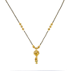 22K Yellow Gold Mangalsutra Necklace W/ Enamel Hand Paint & Tassel Ball Pendant - Virani Jewelers