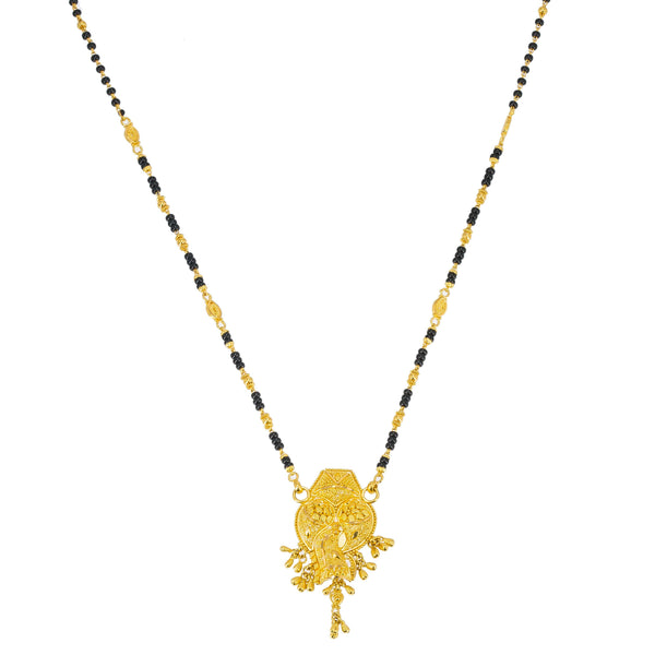 22K Yellow Gold Mangalsutra Necklace W/ Abstract Pendant - Virani Jewelers | Accentuate your look with this bold and unique 22K yellow gold Mangalsutra necklace from Virani J...