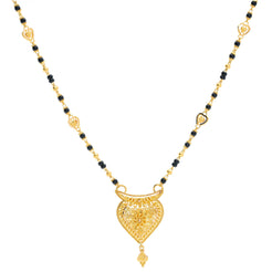 An image of a 22K gold necklace with elegant heart designs from Virani Jewelers