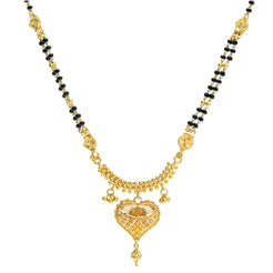 An image of a 22K gold Necklace with a drop heart pendant from Virani Jewelers