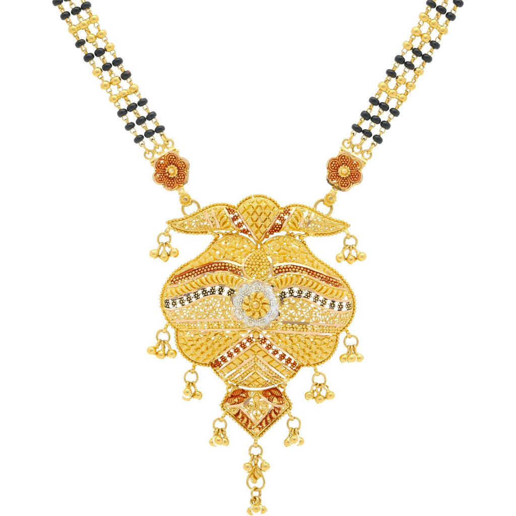 22K Gold Mangalsutra Black Beads Chain Length 32inches Virani Jewelers