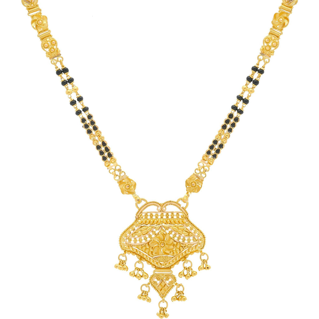 22K Gold Mangalsutra Black Beads Chain, Length 30inches - Virani Jewelers | 


Power up your newlywed look with a hint of sparkle; the 22K yellow gold mangalsutra chain with...