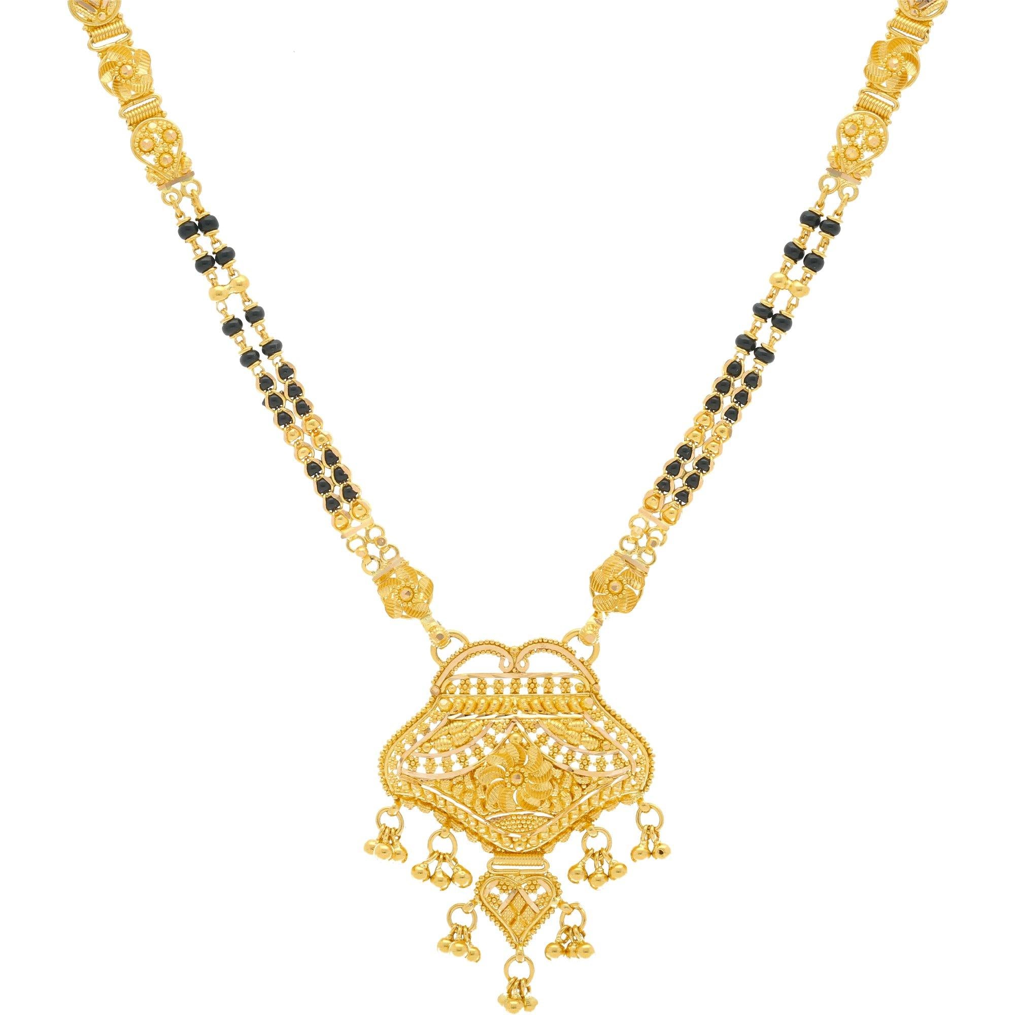 22K Gold Mangalsutra Black Beads Chain Length 30inches Virani Jewelers