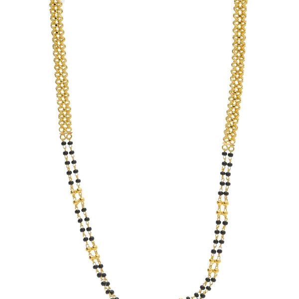 22K Gold Elegant Mangalsutra Black Beads Chain, Length 30inches - Virani Jewelers | 


Floral designs favour every woman and this mangalsutra is a gentle reminder. This 22K yellow g...