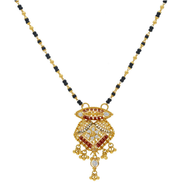 An image of a 22K yellow gold necklace with black beads from Virani Jewelers | Increase the beauty and elegance of your wardrobe with this 22K yellow gold necklace from Virani ...