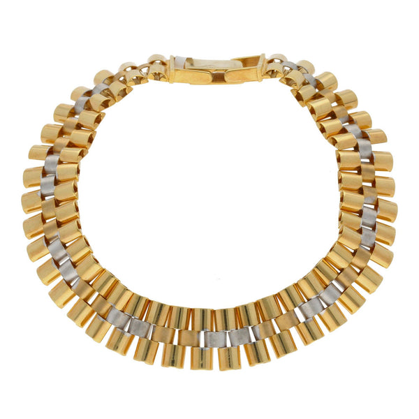 22K Multi Gold Bracelet W/ Rectangular frame for Men - Virani Jewelers | 


Exude sheer shine and glitz as you step in style in a party or gathering wearing this stunning...