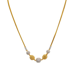 22K Multi Tone Gold Ball Chain W/ Textured Ball Accents & Rounded Gold Strand - Virani Jewelers