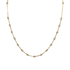 22K Multi Tone Gold Ball Chain W/ Etched White Gold Beads & Box Link Chain - Virani Jewelers