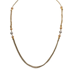 22K Multi Tone Gold Chain W/ Draped Strands & Textured Side Ball Accents - Virani Jewelers