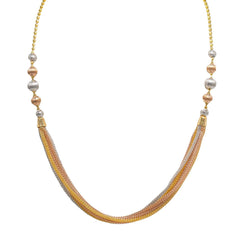 22K Multi Tone Gold Chain W/ Draped Wheat Link Chains & Large Side Ball Accents - Virani Jewelers