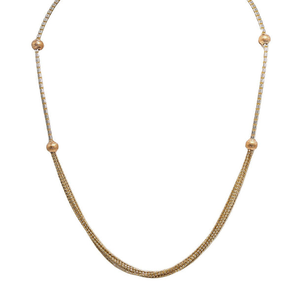 22K Multi Tone Gold Chain W/ Draped Strands & Wide Set Ball Accents - Virani Jewelers | 22K Multi Tone Gold Chain W/ Draped Strands & Wide Set Ball Accents for women. This elegant 2...