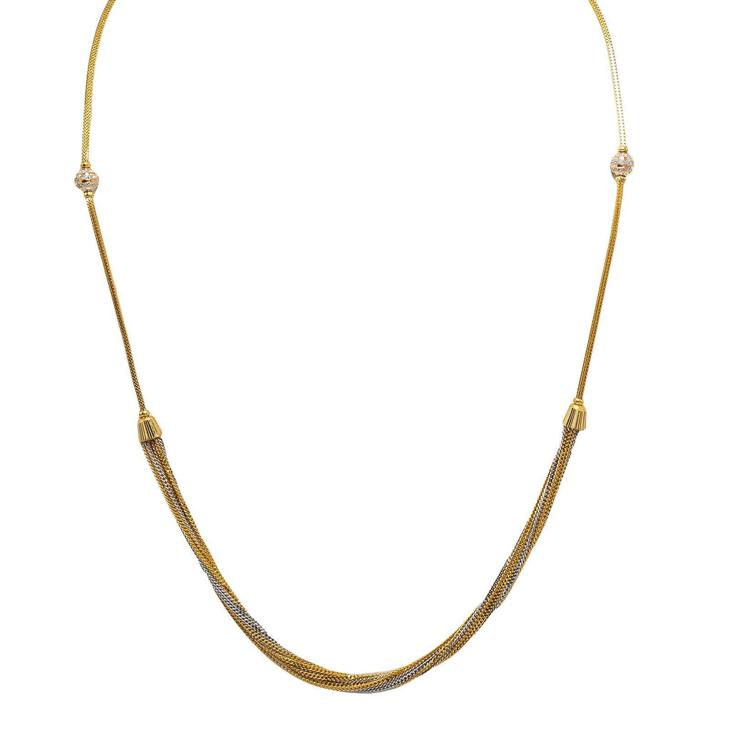 22K Multi Tone Gold Chain W/ Yellow Gold Cap Accents & Draped Link Chains - Virani Jewelers | 22K Multi Tone Gold Chain W/ Yellow Gold Cap Accents & Draped Link Chains for women. This bea...