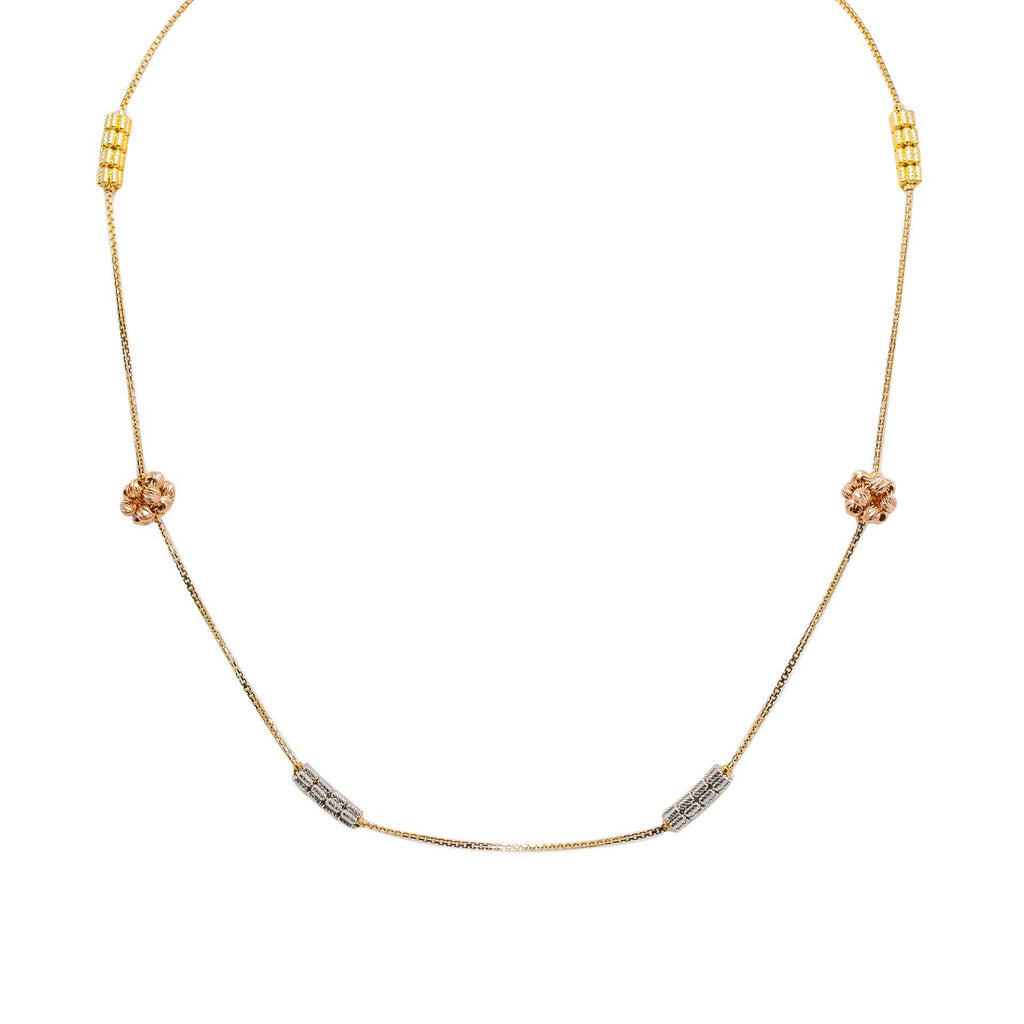 22K Multi Tone Gold Chain W/ Detailed Pipe Beads & Rose Gold Cluster Bead Balls - Virani Jewelers |  22K Multi Tone Gold  Chain W/ Detailed Pipe Beads & Rose Gold Cluster Bead Balls for women. ...
