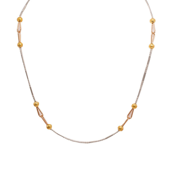 22K Multi Tone Gold Chain W/ Textured Bead Balls & Looped Pipe Beads - Virani Jewelers |  22K Multi Tone Gold Chain W/ Textured Bead Balls & Looped Pipe Beads for women. This beautif...