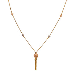 22K Multi Tone Gold Chain W/ Speckle Texture Balls & Beaded Tassel Pendant, 7.4 Grams - Virani Jewelers