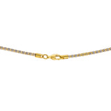 An image of the lobster claw clasp of the 22K gold multi color necklace from Virani Jewelers. | Add color and style to your wardrobe with this unique 22K white, yellow, and rose gold chain from...