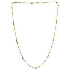 22K Multi Tone Gold Ball Chain W/ White Gold Pipe Beads - Virani Jewelers