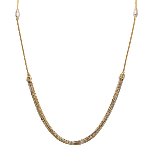 22K Multi Tone Gold Chain W/ Striped Bicone Beads & Draped Link Chains - Virani Jewelers |  22K Multi Tone Gold Chain W/ Striped Bicone Beads & Draped Link Chains for women. This elega...