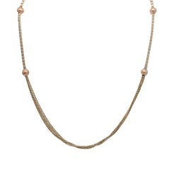 22K Multi Tone Gold Chain W/ Speckled Rose Gold Balls & Draped Column Bead Strands - Virani Jewelers