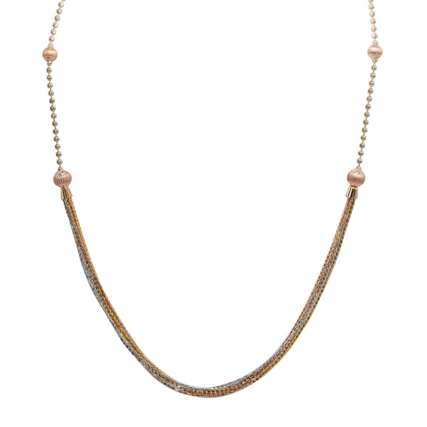 22K Multi Tone Gold Chain W/ Beaded Strand & Double Bead Draped Accent - Virani Jewelers |  22K Multi Tone Gold Chain W/ Beaded Strand & Double Bead Draped Accent for women. This elega...