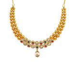 22K Yellow Gold Necklace And Earrings Set W/ Rubies, Emeralds, CZ Stone Jewelry, Pearls & Smooth Gold Balls - Virani Jewelers |  22K Yellow Gold Necklace And Earrings Set W/ Rubies, Emeralds, CZ Stone Jewelry, Pearls & Sm...