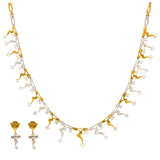 An image of the white and yellow 22K gold necklace set from Virani Jewelers. | Show off your unique sense of style with this one-of-a-kind 22K gold necklace set from Virani Jew...
