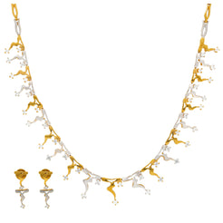 An image of the white and yellow 22K gold necklace set from Virani Jewelers.