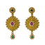 22K Yellow Gold Necklace Set W/ Emeralds, Rubies, CZ Gems & Large Flower Pendants - Virani Jewelers
