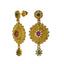 22K Yellow Gold Necklace Set W/ Emeralds, Rubies, CZ Gems & Large Flower Pendants - Virani Jewelers