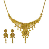 22K Yellow Gold Necklace Set W/ Gold Balls & Abstract Drop Pendants - Virani Jewelers | Enter into every room with statement pieces that speak before you do, such as this exquisite 22K ...