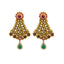 22K Yellow Gold Necklace & Earring Set W/ Ruby, Emerald, CZ Gems, Clustered Flowers & Gold Caps Design - Virani Jewelers