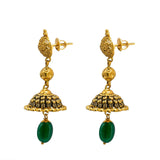 22K Yellow Gold Necklace & Jhumki Earring Set W/ Emerald & Unique Detailed Gold Beads - Virani Jewelers |  22K Yellow Gold Necklace & Jhumki Earring Set W/ Emerald & Unique Detailed Gold Beads fo...