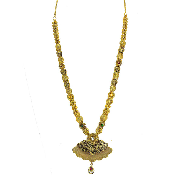 22K Yellow Gold Necklace & Earrings Set W/ Ruby, Emerald, CZ & Large Fan Pendants - Virani Jewelers |  22K Yellow Gold Necklace & Earrings Set W/ Ruby, Emerald, CZ & Large Fan Pendants for wo...